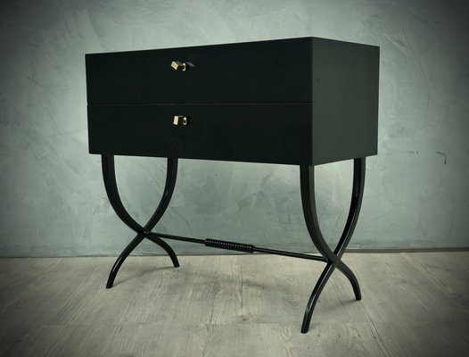 Mid-Century Black Commode with Brass Keys, 1970s-UH-1801329