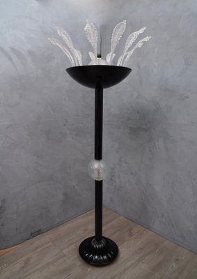 Mid-Century Black Glss Floor Lamp, 1940s-UH-668977