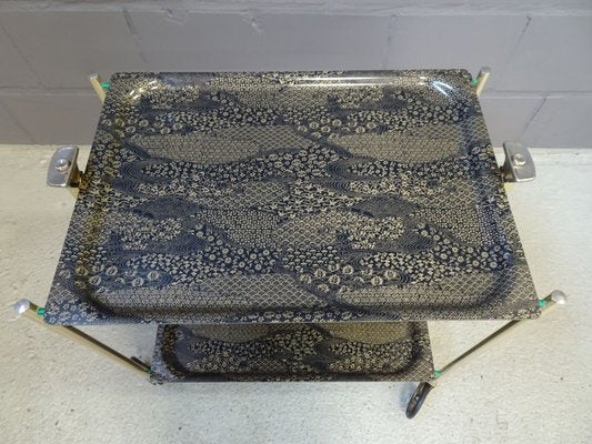 Mid-Century Black Gold Folding Trolley and Serving Tray Set from Textable-POM-737424