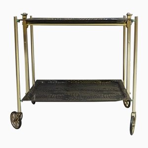 Mid-Century Black Gold Folding Trolley and Serving Tray Set from Textable-POM-737424