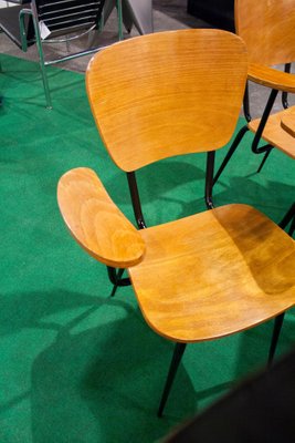 Mid-Century Black Iron Teak Armchairs, France, 1950s, Set of 2-UZ-862784