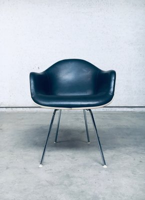 Mid-Century Black Leather Dax Armchair by Charles & Ray Eames for Herman Miller, 1960s-RQV-1290899