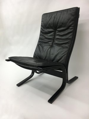 Mid-Century Black Leather Lounge Chair by Ingmar Relling for Westnofa, 1970s-BGP-860136