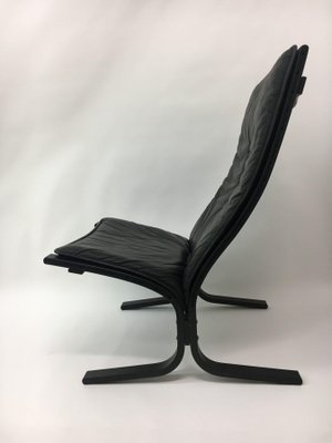 Mid-Century Black Leather Lounge Chair by Ingmar Relling for Westnofa, 1970s-BGP-860136