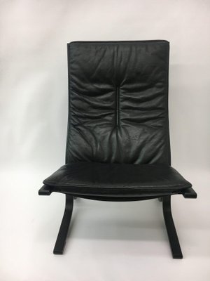 Mid-Century Black Leather Lounge Chair by Ingmar Relling for Westnofa, 1970s-BGP-860136