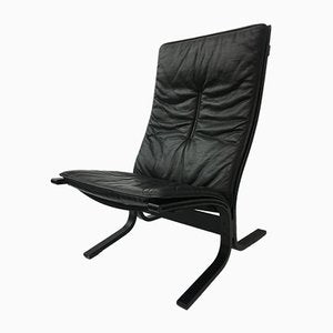 Mid-Century Black Leather Lounge Chair by Ingmar Relling for Westnofa, 1970s-BGP-860136