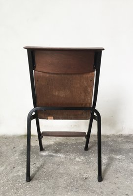 Mid-Century Black Painted Iron and Wood Folding Chairs, 1950s, Set of 4-GGK-635543