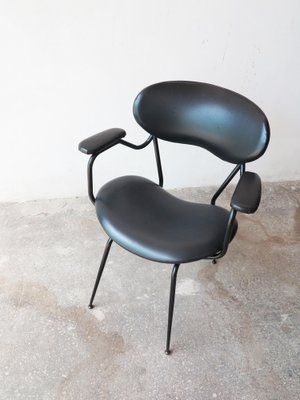 Mid-Century Black Painted Iron Frame and Black Skai Armchair by Gastone Rinaldi, 1950s-GGK-1804585