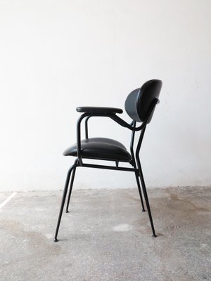 Mid-Century Black Painted Iron Frame and Black Skai Armchair by Gastone Rinaldi, 1950s-GGK-1804585