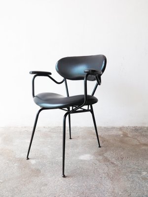 Mid-Century Black Painted Iron Frame and Black Skai Armchair by Gastone Rinaldi, 1950s-GGK-1804585