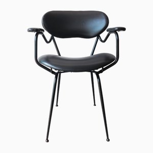 Mid-Century Black Painted Iron Frame and Black Skai Armchair by Gastone Rinaldi, 1950s-GGK-1804585