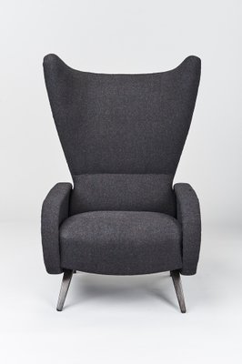 Mid-Century Black Wingback Chair in the Style of Gio Ponti, Italy, 1962-FUP-1311981