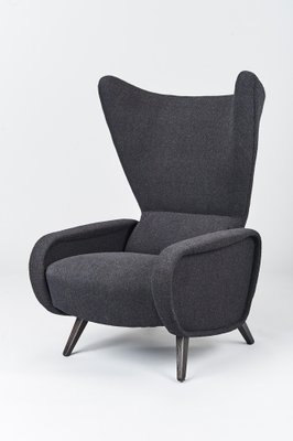 Mid-Century Black Wingback Chair in the Style of Gio Ponti, Italy, 1962-FUP-1311981