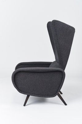 Mid-Century Black Wingback Chair in the Style of Gio Ponti, Italy, 1962-FUP-1311981