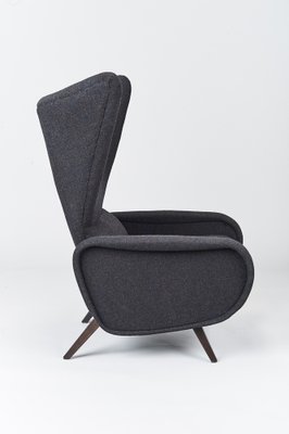 Mid-Century Black Wingback Chair in the Style of Gio Ponti, Italy, 1962-FUP-1311981