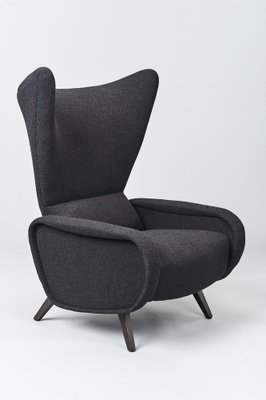 Mid-Century Black Wingback Chair in the Style of Gio Ponti, Italy, 1962-FUP-1311981