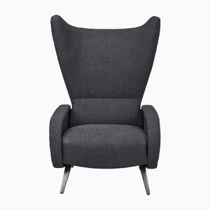 Mid-Century Black Wingback Chair in the Style of Gio Ponti, Italy, 1962-FUP-1311981