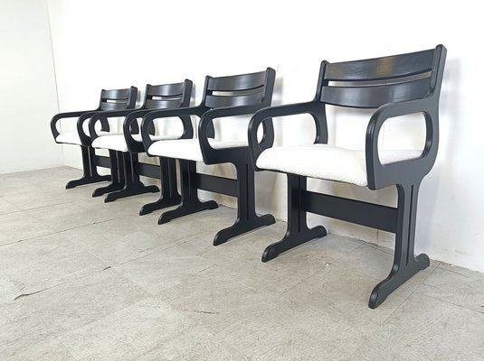 Mid-Century Black Wooden Dining Chairs, 1970s, Set of 4-IRH-1721885