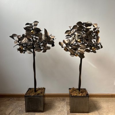 Mid-Century Blacksmith Steel Decorative Trees, Set of 2-JRP-1332537