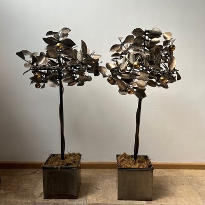 Mid-Century Blacksmith Steel Decorative Trees, Set of 2-JRP-1332537