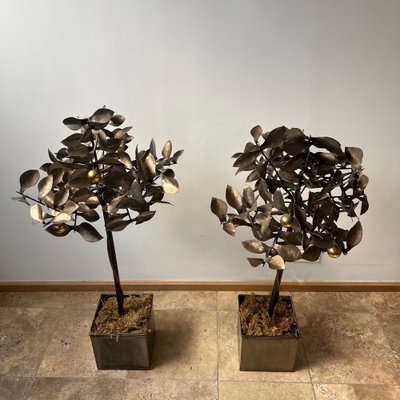 Mid-Century Blacksmith Steel Decorative Trees, Set of 2-JRP-1332537