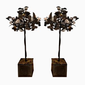 Mid-Century Blacksmith Steel Decorative Trees, Set of 2-JRP-1332537