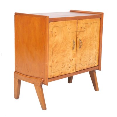 Mid-Century Blond Walnut, Burl Birch, and Inlay Threaded Cabinet by Paolo Buffa for La Permanente Mobili Cantù, 1940s-NJV-660022