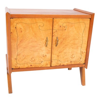 Mid-Century Blond Walnut, Burl Birch, and Inlay Threaded Cabinet by Paolo Buffa for La Permanente Mobili Cantù, 1940s-NJV-660022