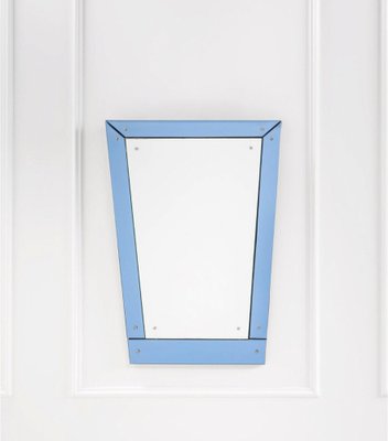 Mid-Century Blu Glass Geometric Mirror, 1950s From Fontana Arte-OHK-1220244