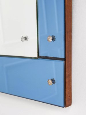 Mid-Century Blu Glass Geometric Mirror, 1950s From Fontana Arte-OHK-1220244