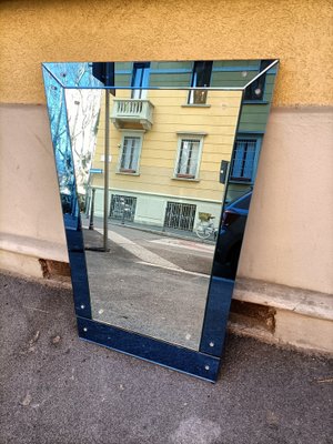 Mid-Century Blu Glass Geometric Mirror, 1950s From Fontana Arte-OHK-1220244