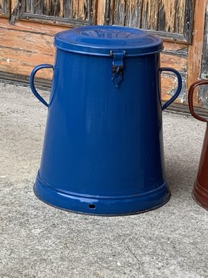 Mid-Century Blue Enamel Bins, 1950s, Set of 3-OXJ-1287036