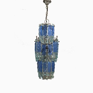 Mid-Century Blue Glass Ceiling Lamp, 1970s-JJC-669738