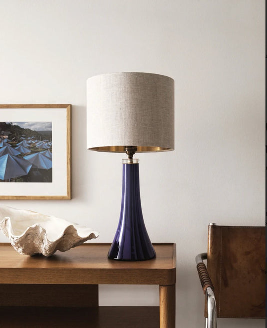 Mid-Century Blue Glass Table Lamp from Hyllinge, 1960s