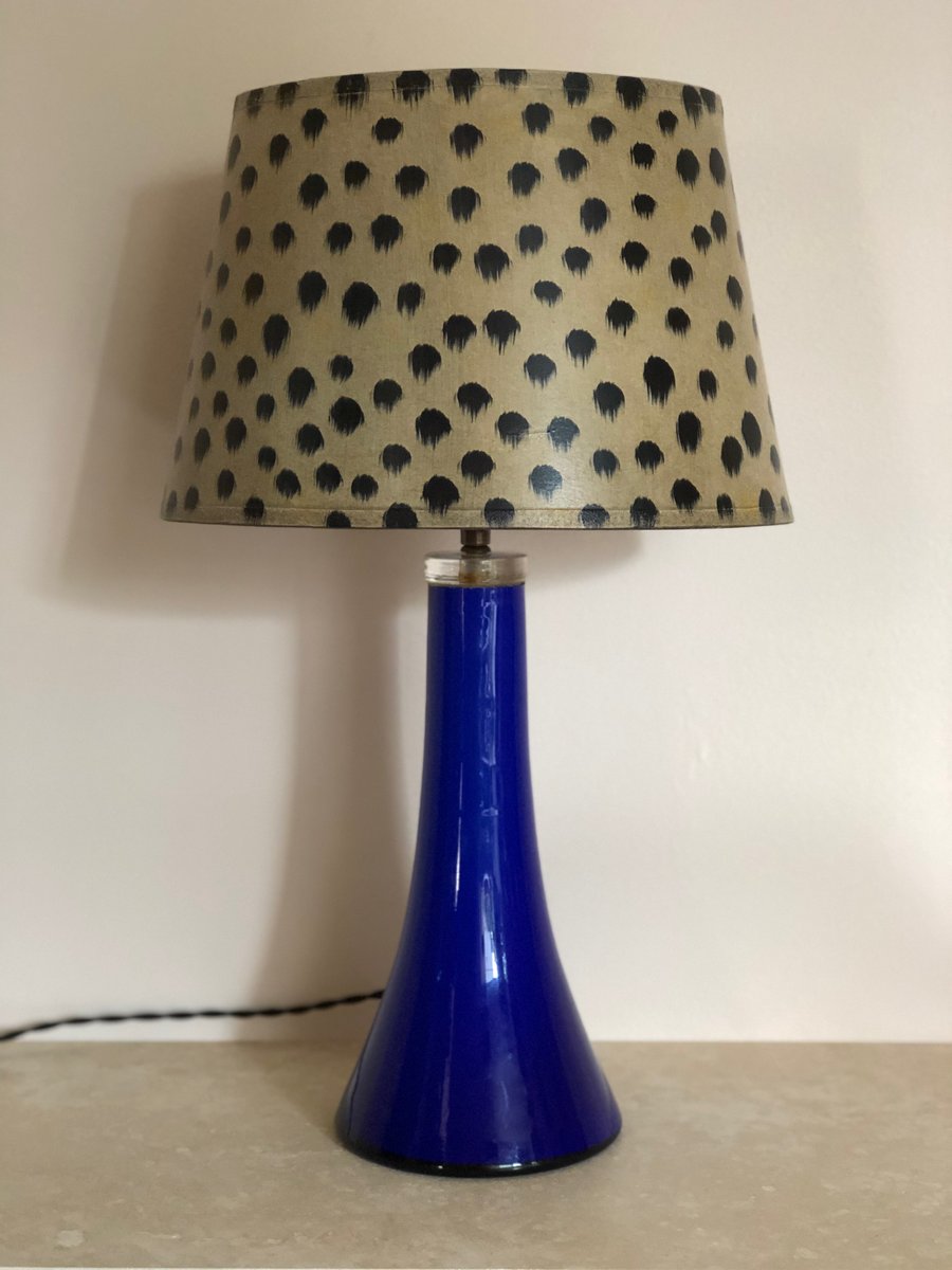 Mid-Century Blue Glass Table Lamp from Lindshammar, 1960s