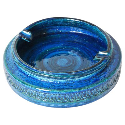 Mid-Century Blue Glazed Ceramic Ashtray by Aldo Londi for Bitossi, Italy, 1960s-JDR-1126089