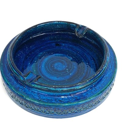 Mid-Century Blue Glazed Ceramic Ashtray by Aldo Londi for Bitossi, Italy, 1960s-JDR-1126089