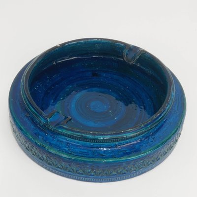 Mid-Century Blue Glazed Ceramic Ashtray by Aldo Londi for Bitossi, Italy, 1960s-JDR-1126089