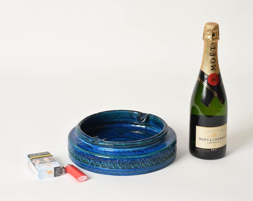 Mid-Century Blue Glazed Ceramic Ashtray by Aldo Londi for Bitossi, Italy, 1960s-JDR-1126089