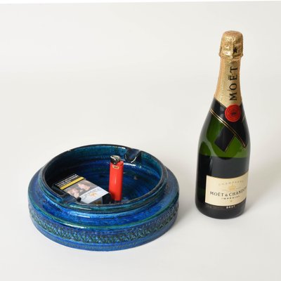 Mid-Century Blue Glazed Ceramic Ashtray by Aldo Londi for Bitossi, Italy, 1960s-JDR-1126089