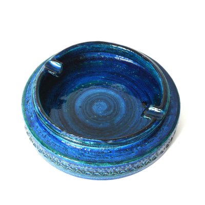 Mid-Century Blue Glazed Ceramic Ashtray by Aldo Londi for Bitossi, Italy, 1960s-JDR-1126089