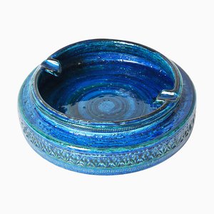 Mid-Century Blue Glazed Ceramic Ashtray by Aldo Londi for Bitossi, Italy, 1960s-JDR-1126089