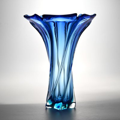 Mid-Century Blue Sommerso Murano Glass Vase, 1960s-IXK-1788424