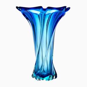 Mid-Century Blue Sommerso Murano Glass Vase, 1960s-IXK-1788424