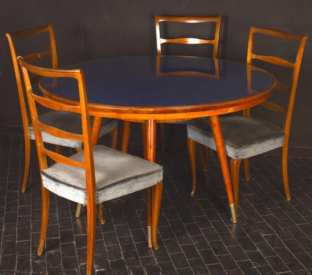 Mid-Century Blue Top Dining or Center Table-MBH-1031739