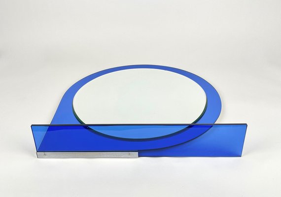 Mid-Century Blue Wall Mirror & Shelf by Sena Cristal, 1970s-LYQ-1274913