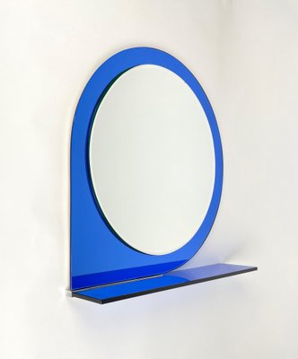 Mid-Century Blue Wall Mirror & Shelf by Sena Cristal, 1970s-LYQ-1274913