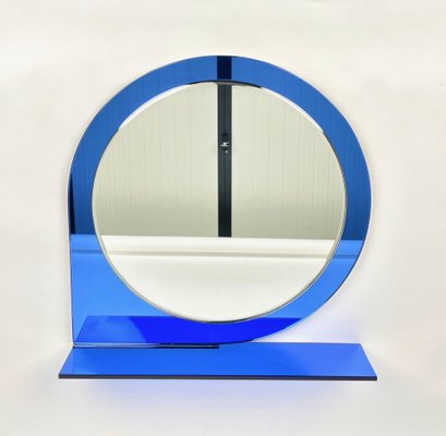 Mid-Century Blue Wall Mirror & Shelf by Sena Cristal, 1970s-LYQ-1274913