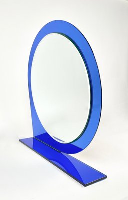 Mid-Century Blue Wall Mirror & Shelf by Sena Cristal, 1970s-LYQ-1274913