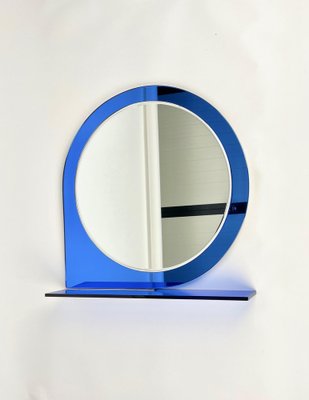 Mid-Century Blue Wall Mirror & Shelf by Sena Cristal, 1970s-LYQ-1274913